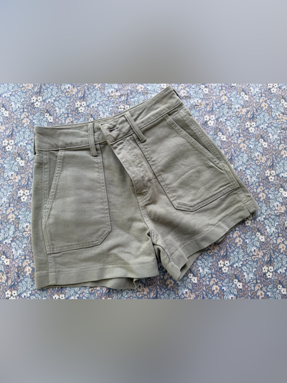 Just Black Olive Green High-Rise Jean Shorts